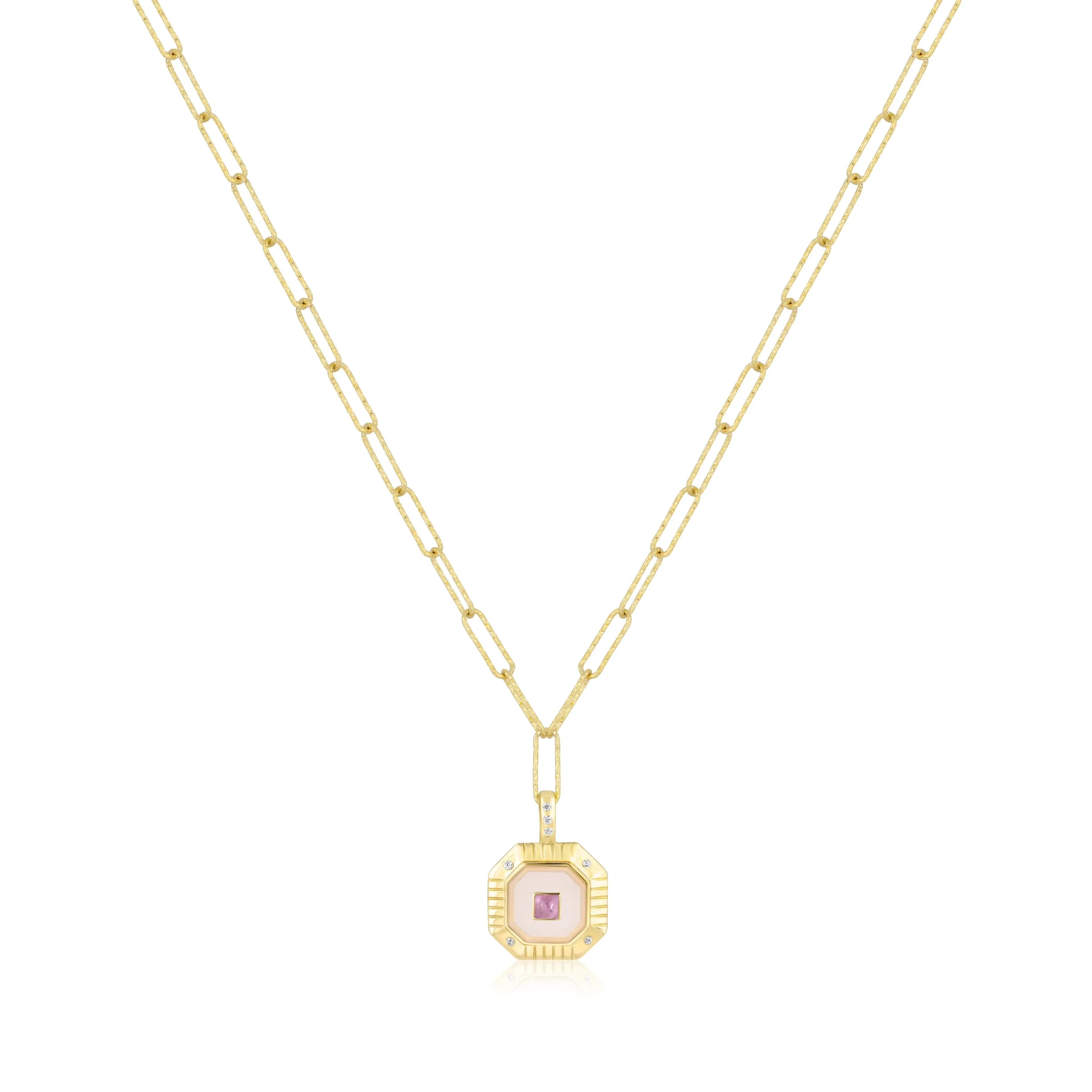 octagon charm necklace | double stone