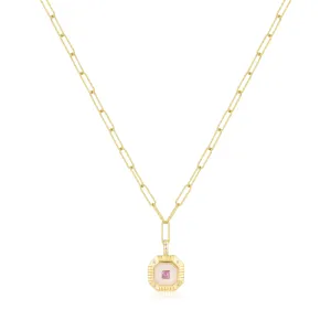octagon charm necklace | double stone