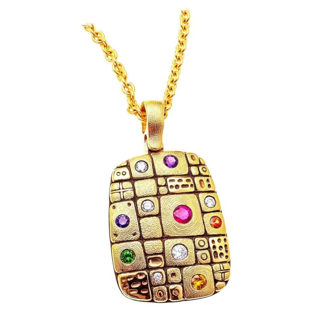 Old Pathways 18K Yellow Gold Rainbow Pendant Necklace