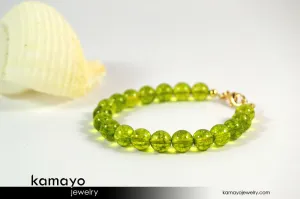 OLIVE QUARTZ BRACELET - Round Beads