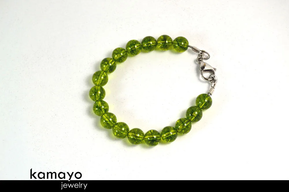 OLIVE QUARTZ BRACELET - Round Beads