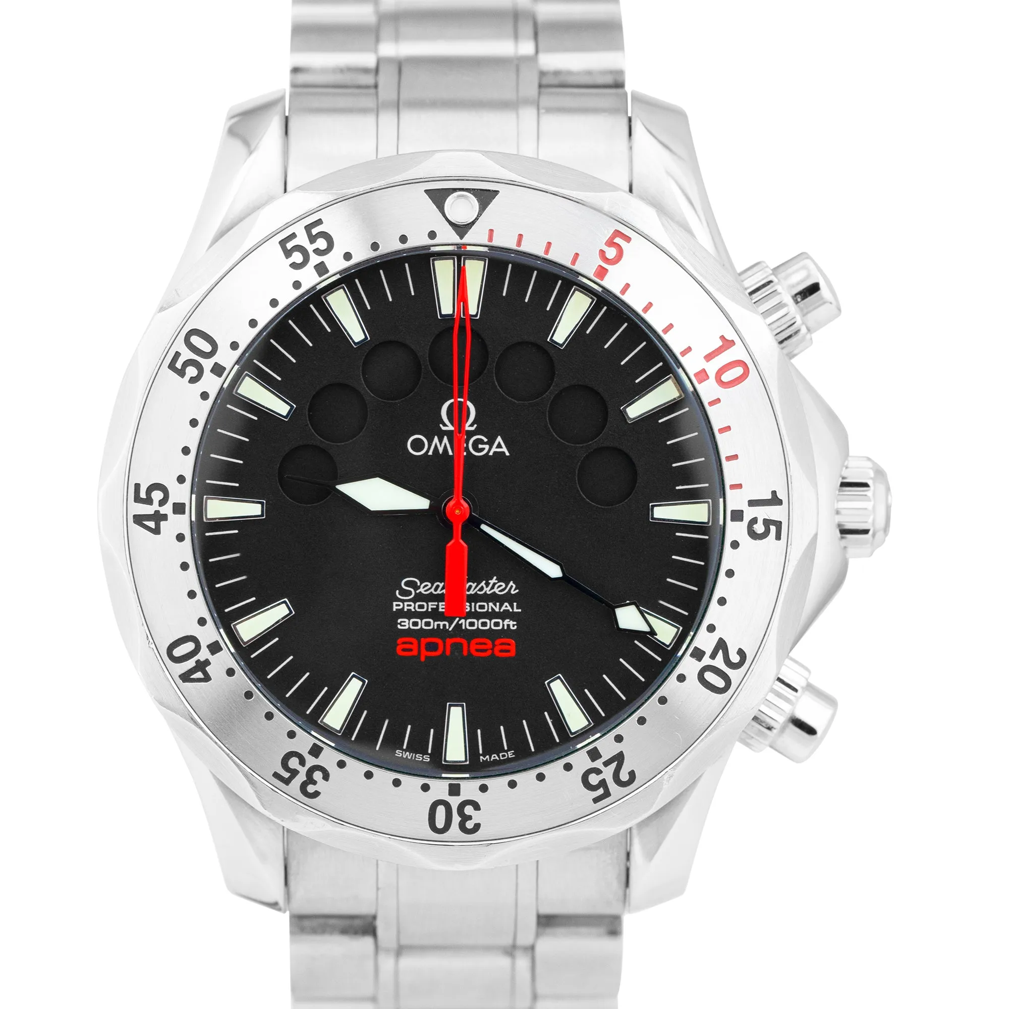Omega Seamaster 41.5mm Apnea Jacques Mayol Chronograph Watch 2595.50 BOX CARD
