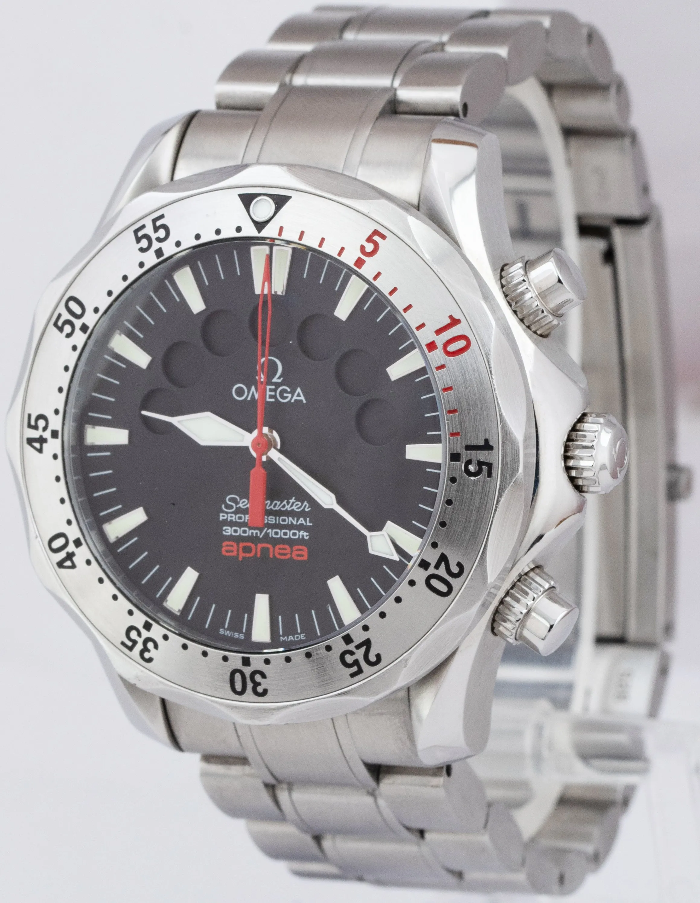 Omega Seamaster 41.5mm Apnea Jacques Mayol Chronograph Watch 2595.50 BOX CARD