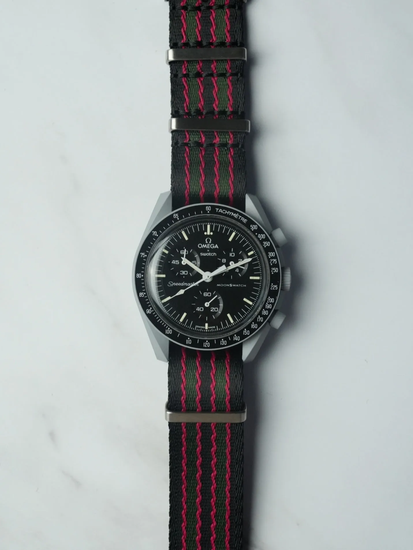 Omega X Swatch MoonSwatch Strap: Premium NATO - Black & Green