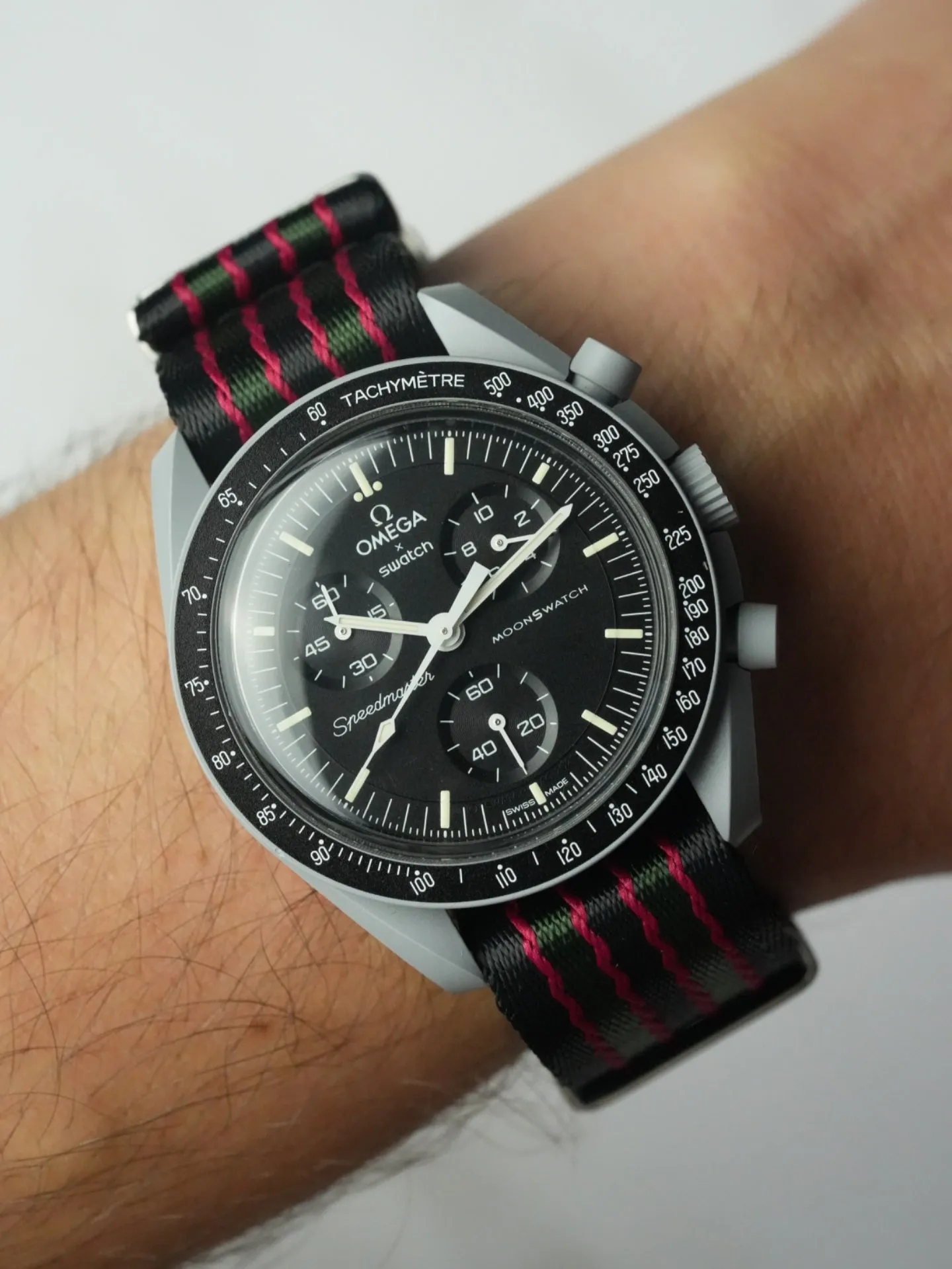 Omega X Swatch MoonSwatch Strap: Premium NATO - Black & Green