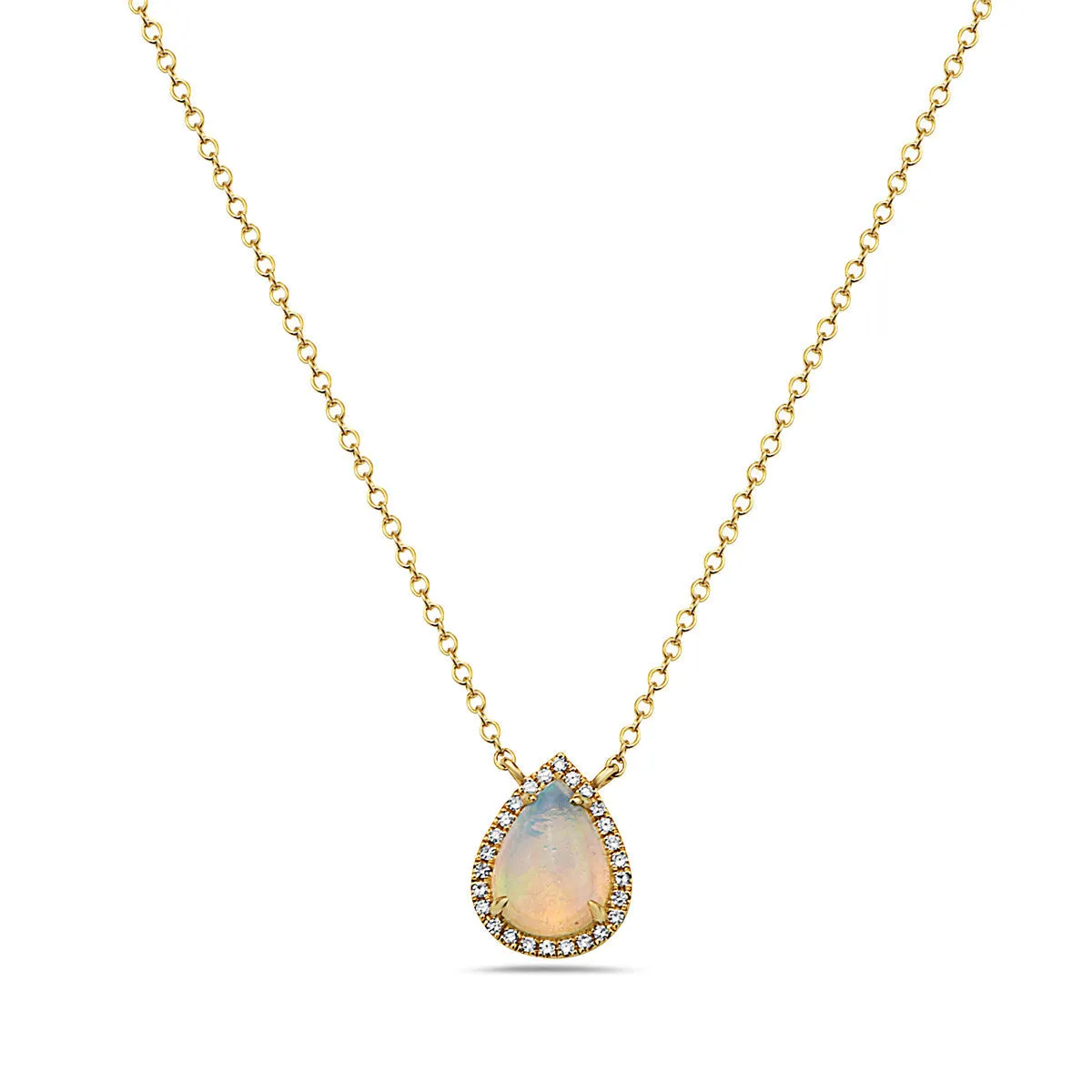 Opal And Diamond Halo Necklace