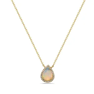 Opal And Diamond Halo Necklace