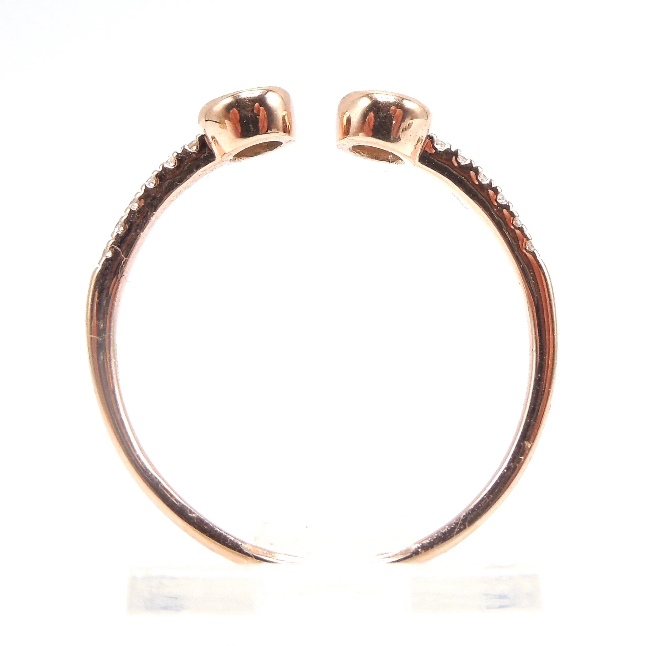 Open Double Diamond Ring with Diamonds Down the Band in Rose Gold and White Gold