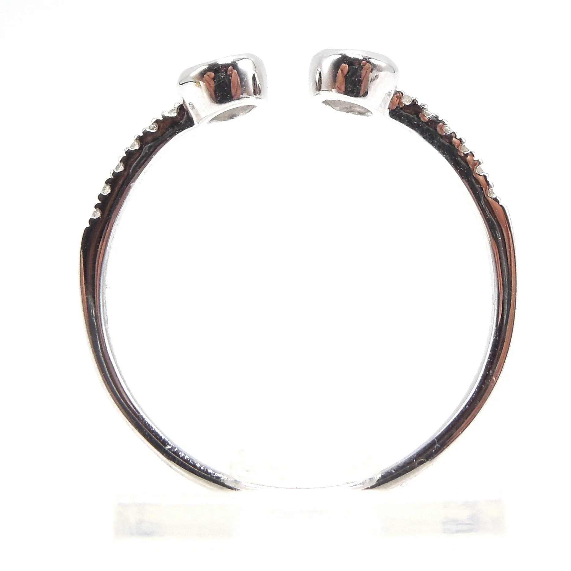 Open Double Diamond Ring with Diamonds Down the Band in Rose Gold and White Gold