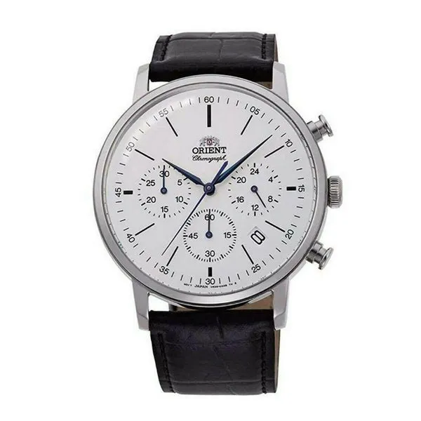 Orient Classic Black Leather Strap White Dial Quartz Watch for Gents - RA-KV0405S10B
