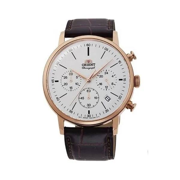 Orient Sports Black Leather Strap White Dial Quartz Watch for Gents - RA-KV0403S10B