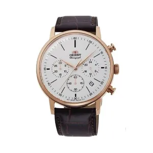 Orient Sports Black Leather Strap White Dial Quartz Watch for Gents - RA-KV0403S10B