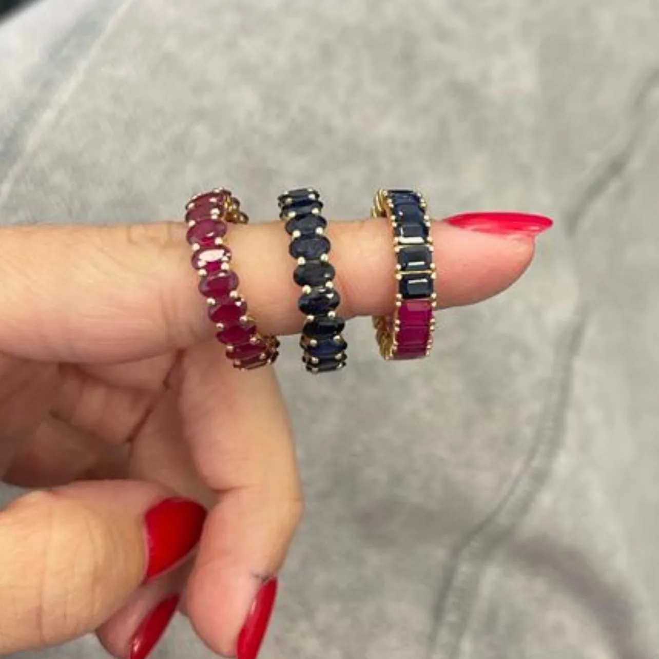 Oval Cut Gemstone Eternity Ring