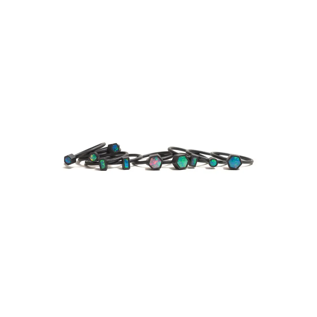 Oxidised Opal Element Small Stacking Ring