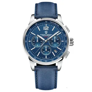 Pagani Design Blue Leather Strap Blue Dial Chronograph Quartz Watch for Gents - PDYS008