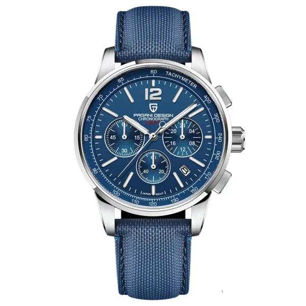 Pagani Design Blue Leather Strap Blue Dial Chronograph Quartz Watch for Gents - PDYS008