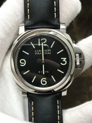 Panerai Luminor Base 8 Days Acciaio Pam00560 Black Dial Hand Wind Men's Watch