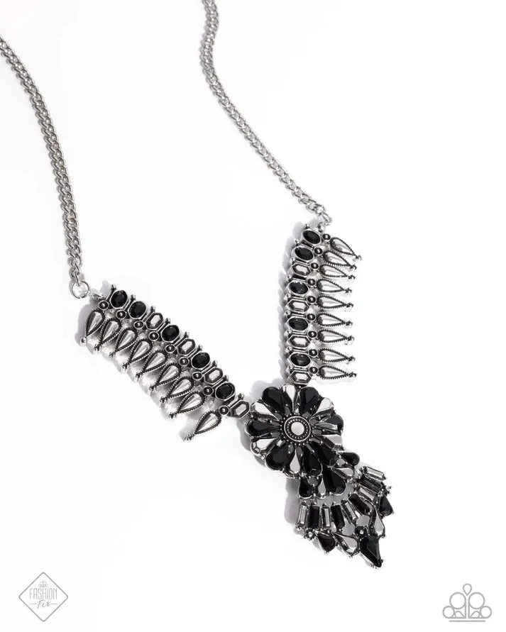 Paparazzi Fairest of the Festival - Black Necklace and Festival Fencing - Black Bracelet 2 piece set