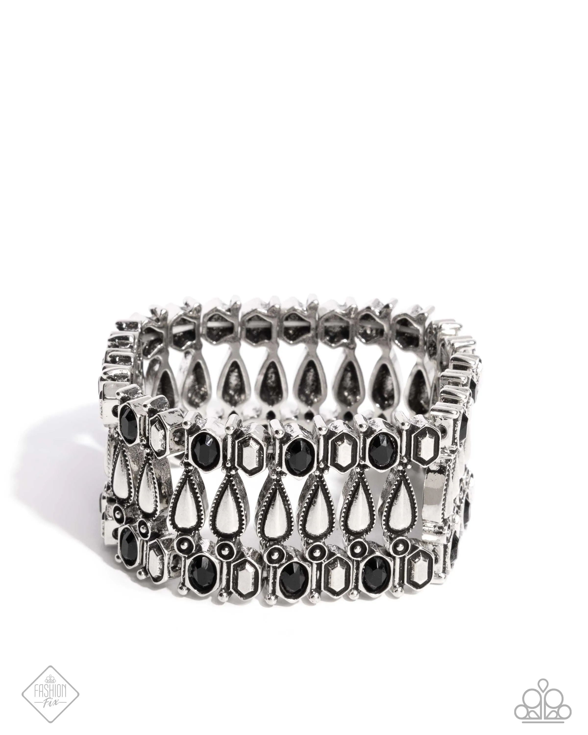 Paparazzi Fairest of the Festival - Black Necklace and Festival Fencing - Black Bracelet 2 piece set
