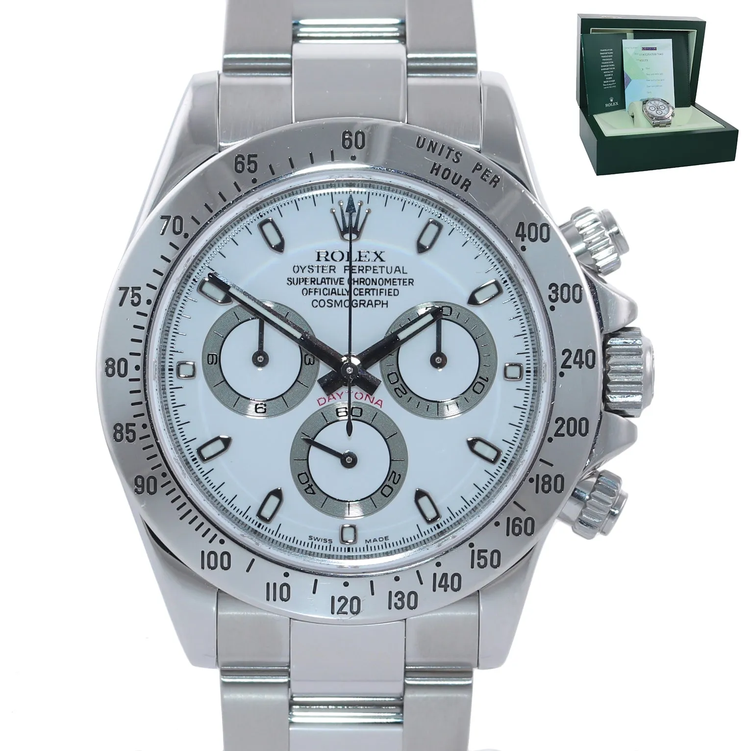 PAPERS 2007 MINT Rolex Daytona 116520 White Dial Steel Chrono 40mm Watch Box