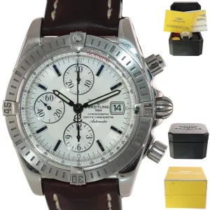 PAPERS Breitling Chronomat Evolution Chronograph Steel A13356 44mm Silver Watch