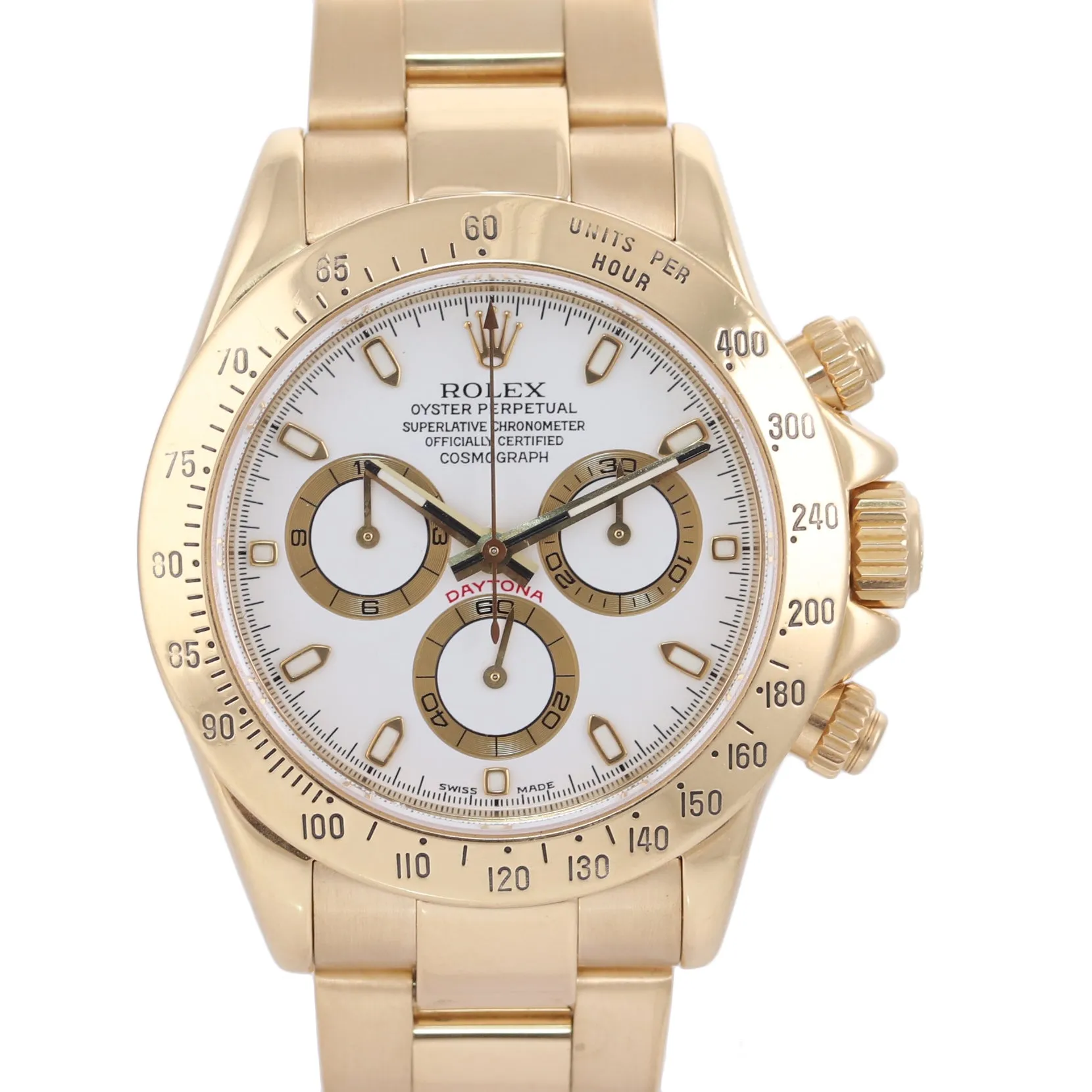 PAPERS Rolex Daytona Cosmo 116528 White Dial 18K Yellow Gold 40mm Watch Box