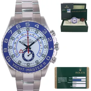 PAPERS Rolex Yacht-Master II 44mm Steel White Blue Ceramic 116680 Watch Box