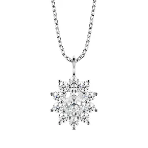 Parhelia Natural Diamond Flower Pendant with a White Necklace