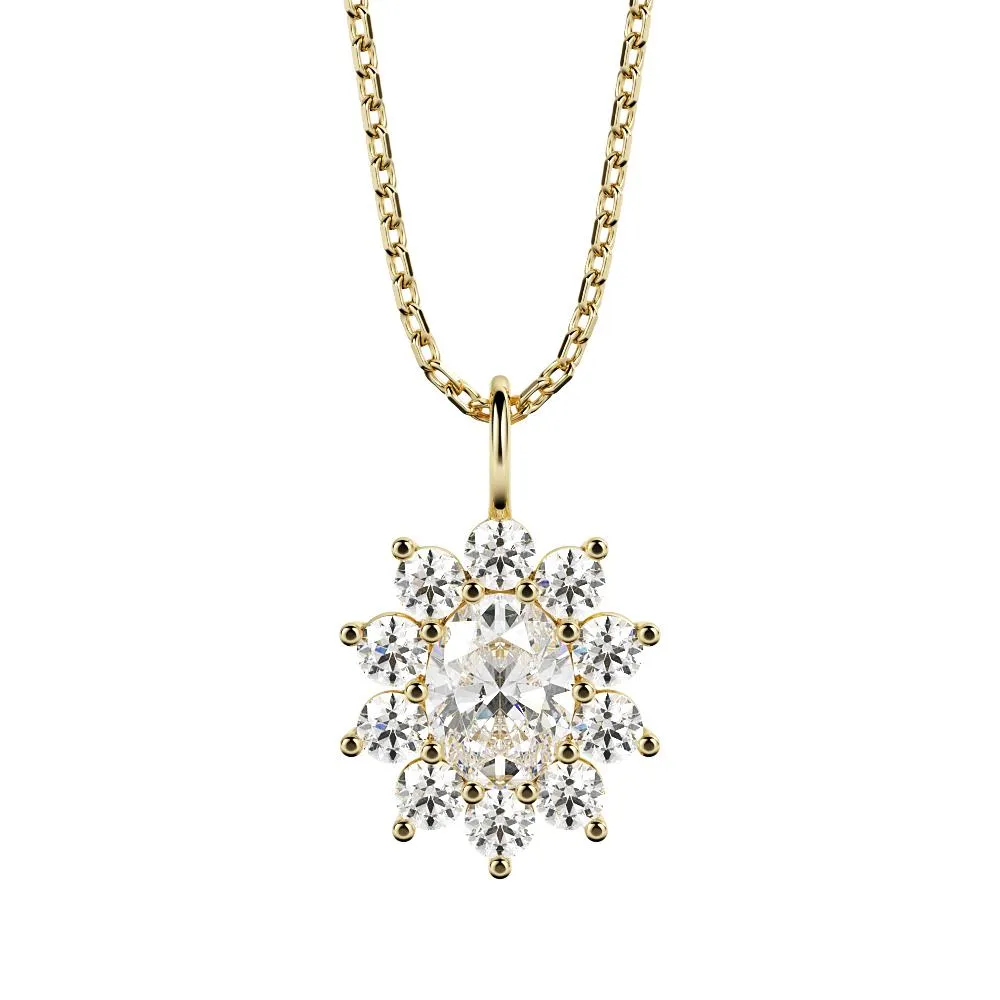 parhelia Natural Diamond Flower Pendant with a Yellow Necklace