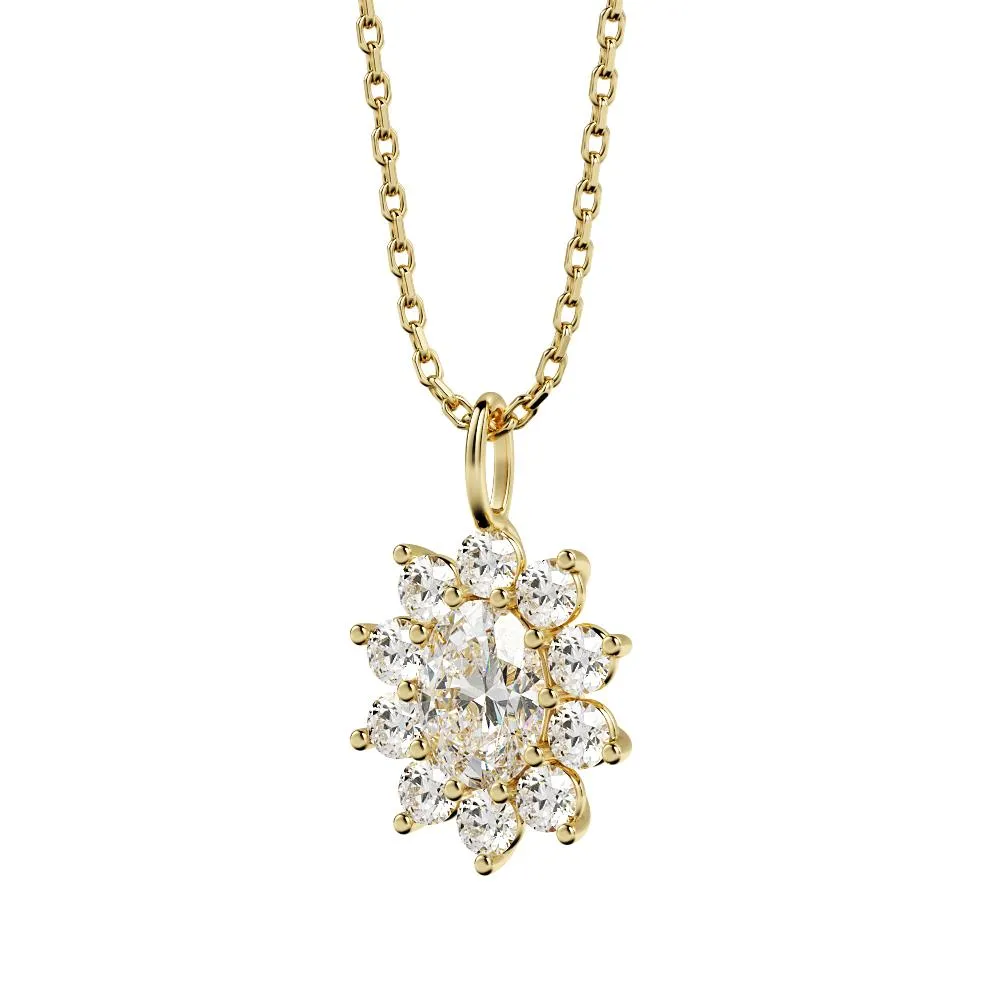 parhelia Natural Diamond Flower Pendant with a Yellow Necklace