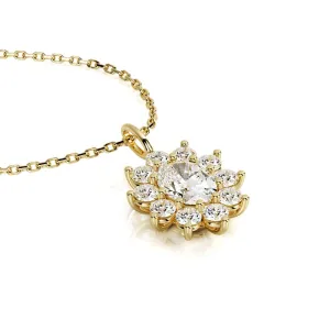 parhelia Natural Diamond Flower Pendant with a Yellow Necklace