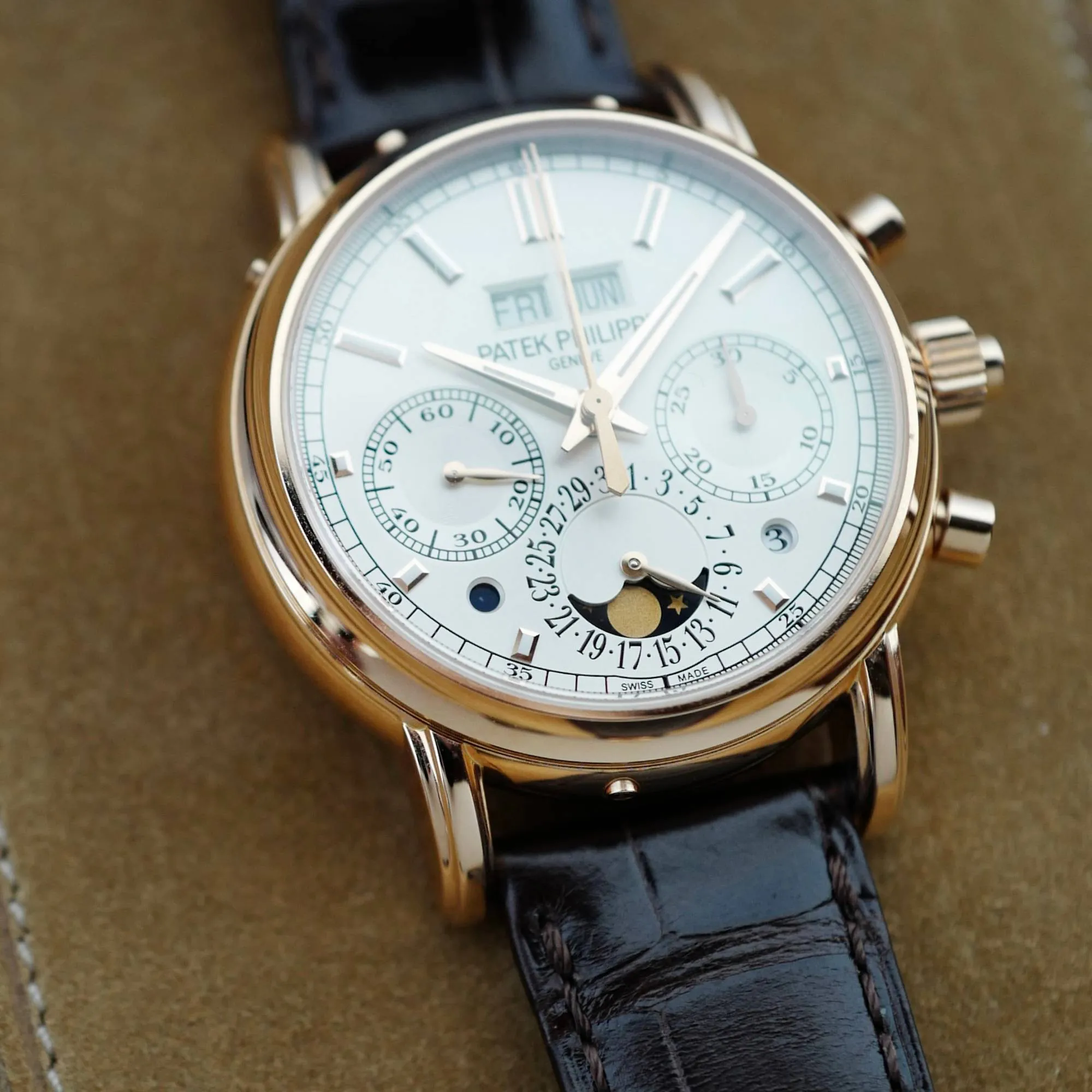 Patek Philippe Rose Gold Perpetual Calendar Split Seconds Chronograph Watch Ref. 5204