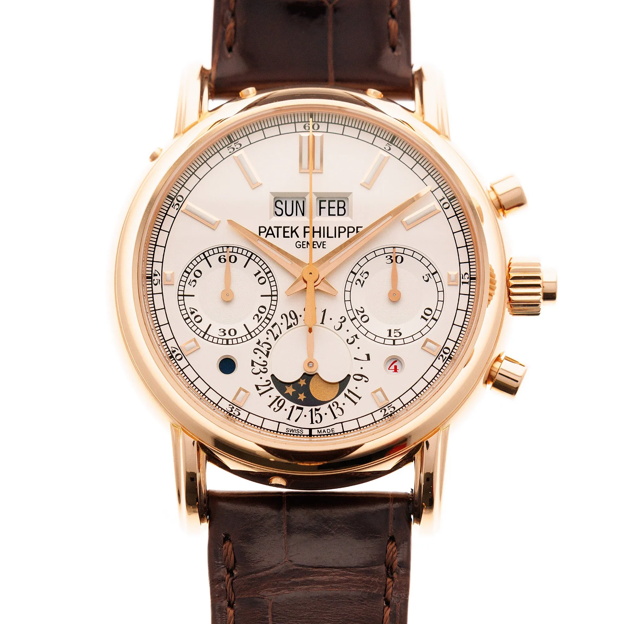 Patek Philippe Rose Gold Perpetual Calendar Split Seconds Chronograph Watch Ref. 5204