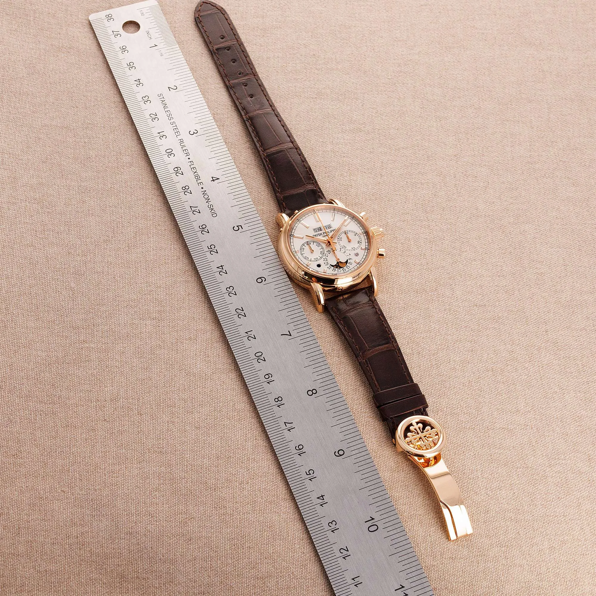 Patek Philippe Rose Gold Perpetual Calendar Split Seconds Chronograph Watch Ref. 5204