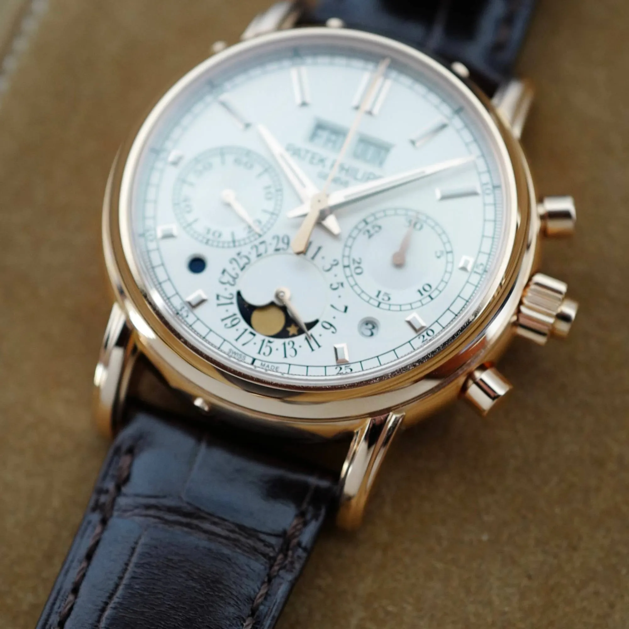 Patek Philippe Rose Gold Perpetual Calendar Split Seconds Chronograph Watch Ref. 5204