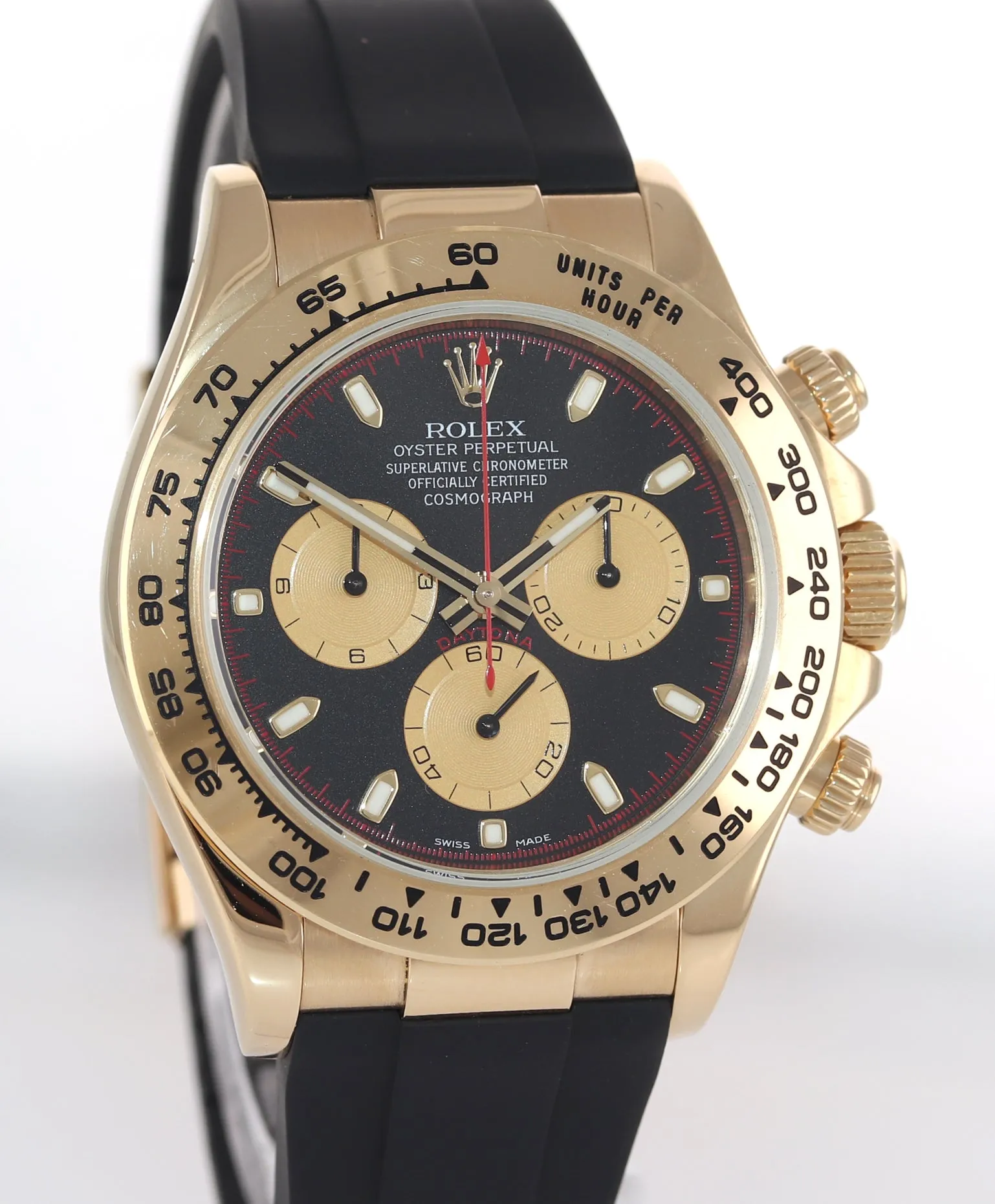 PAUL NEWMAN Rolex Daytona 116518 Gold Black Dial 18k Yellow Gold Rubber Watch