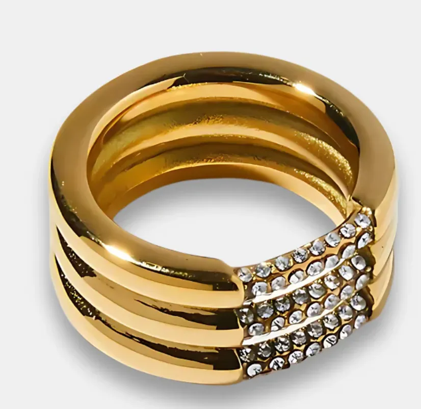  Pavé Channel Ring-  Gold / 6 NON TARNISH
