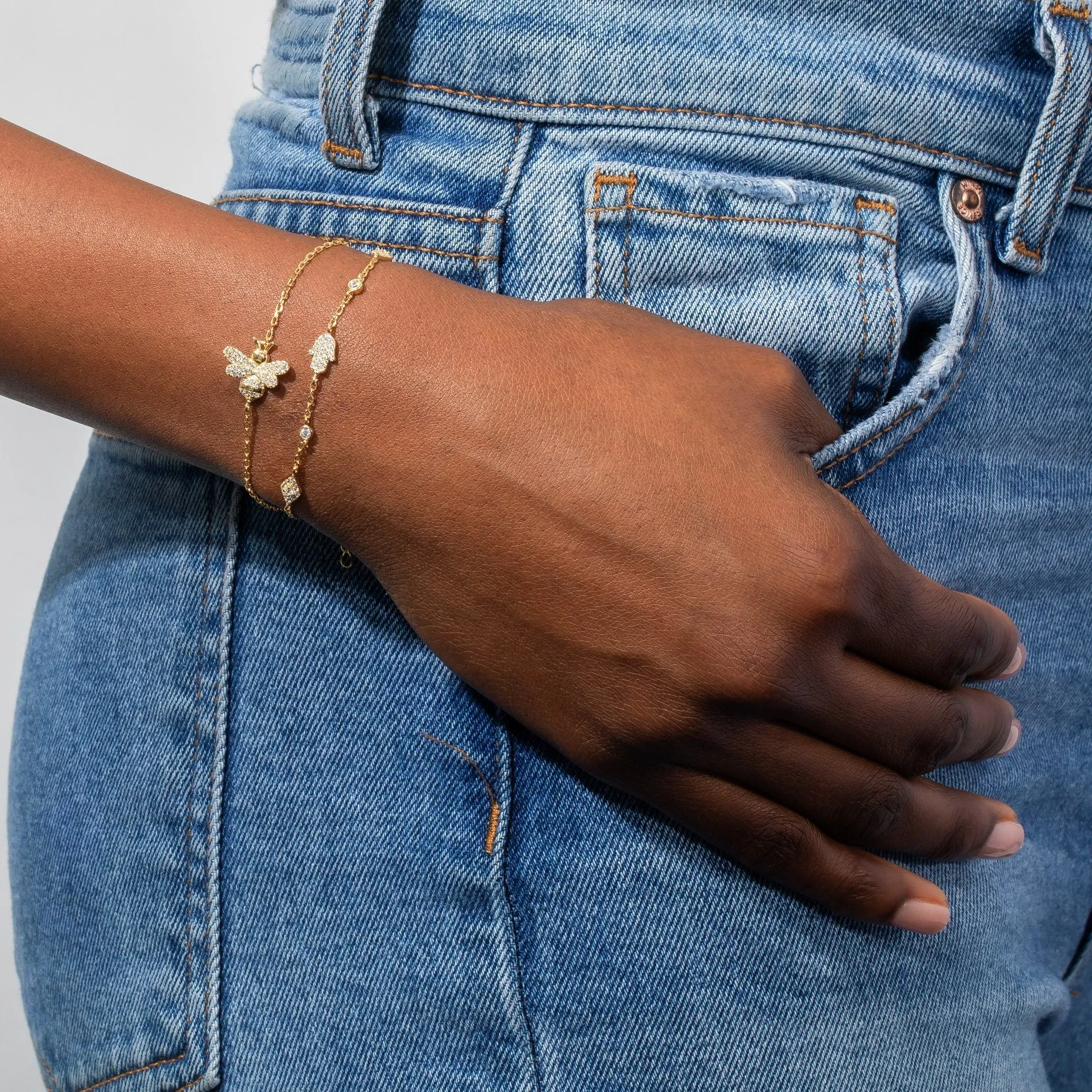 Pavé Hamsa Charms Bracelet