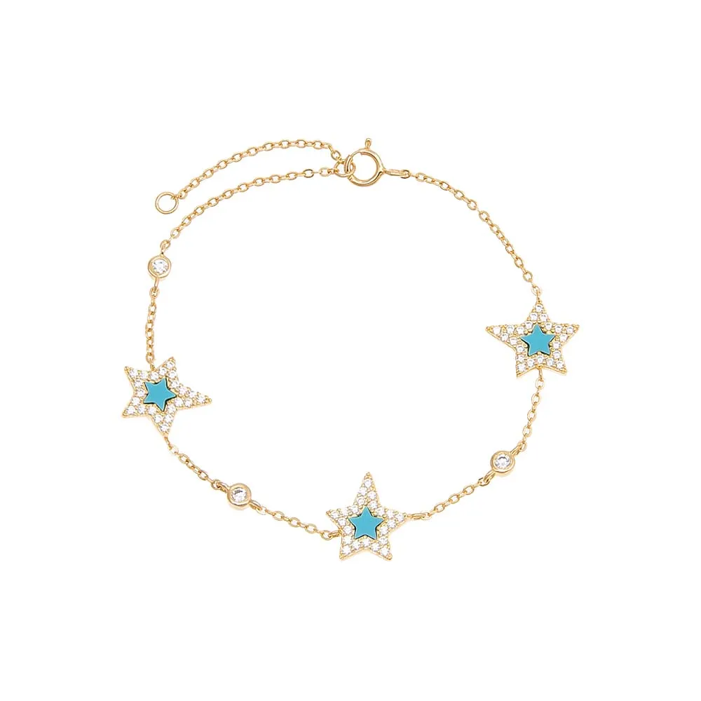 Pavé Triple Star Stone Bracelet