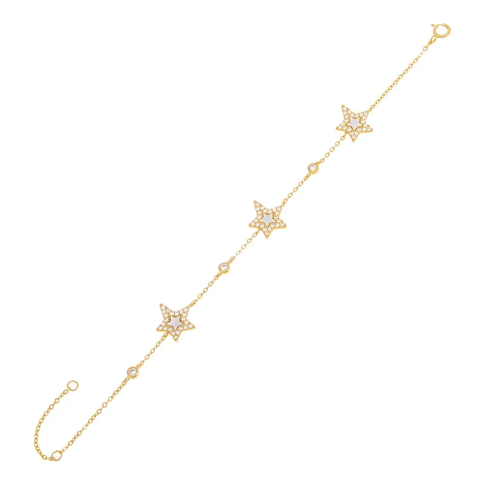 Pavé Triple Star Stone Bracelet