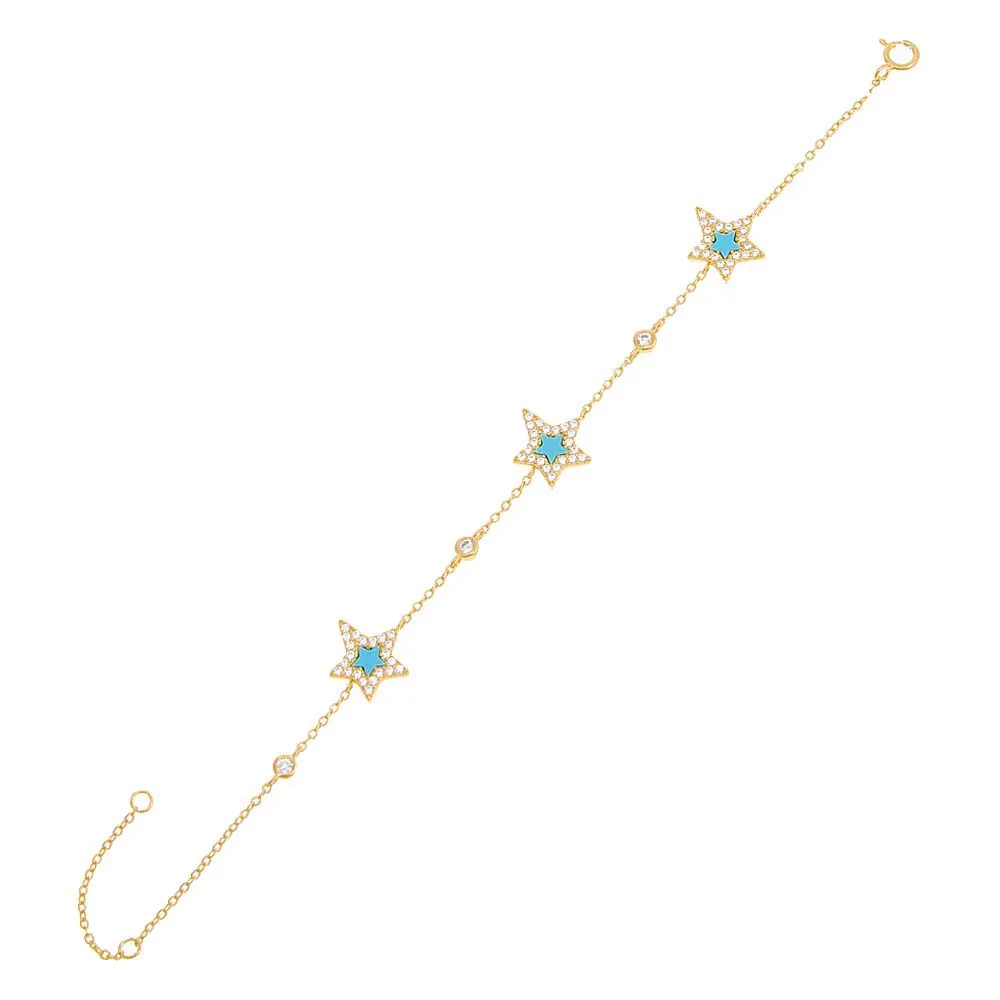 Pavé Triple Star Stone Bracelet