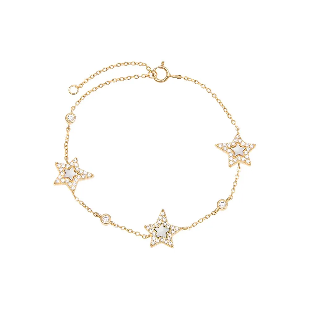 Pavé Triple Star Stone Bracelet