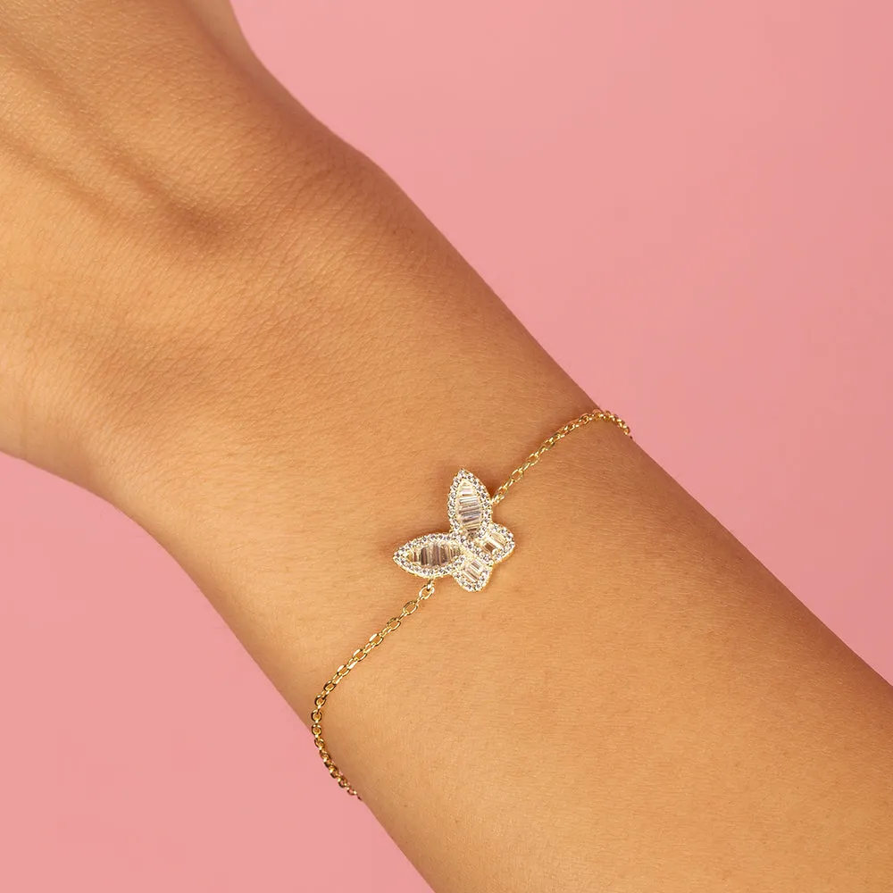 Pavé X Baguette Butterfly Bracelet