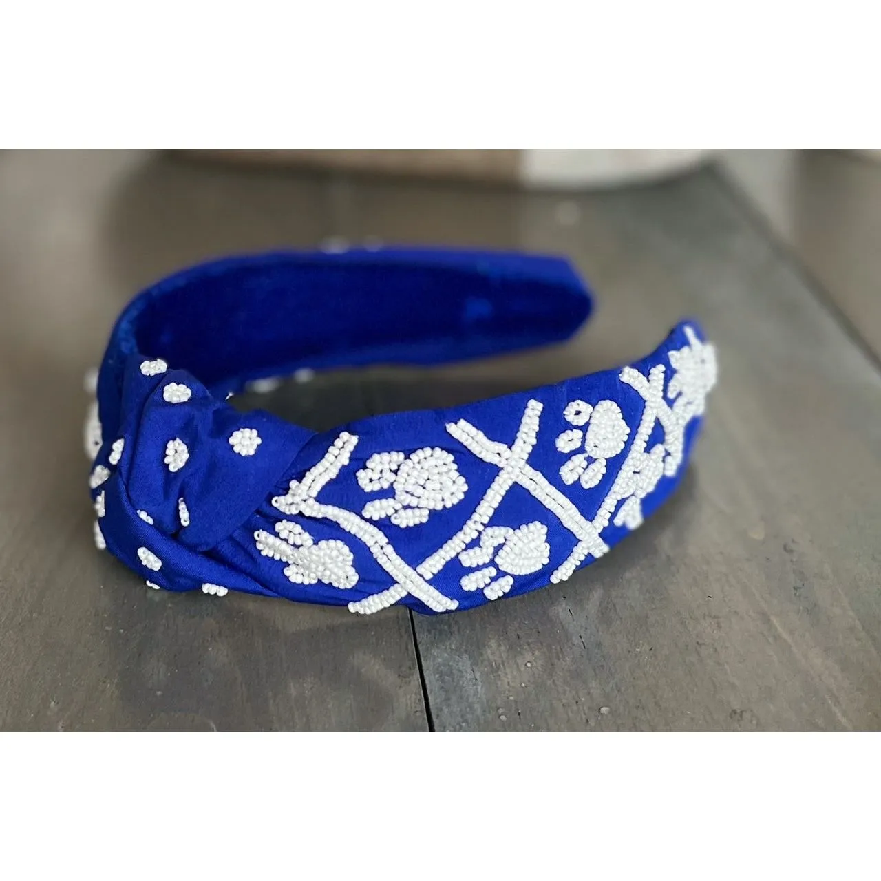 Paw Print Seed Beaded Team Spirit Top Knot Headband