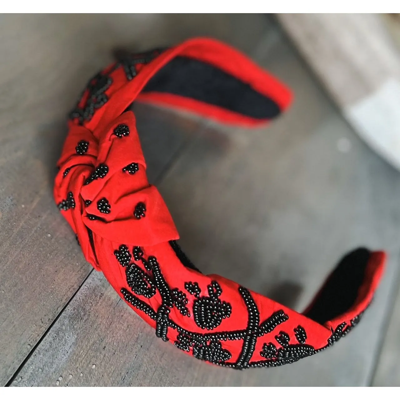 Paw Print Seed Beaded Team Spirit Top Knot Headband