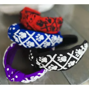 Paw Print Seed Beaded Team Spirit Top Knot Headband