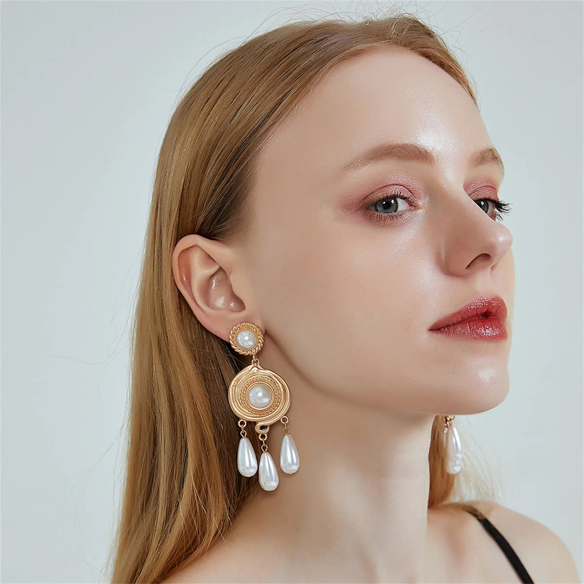 Pearl & 18K Gold-Plated Tassel Drop Earrings