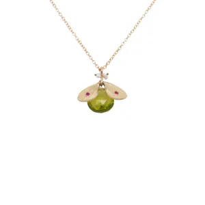 Peridot Bug Necklace with Rubies