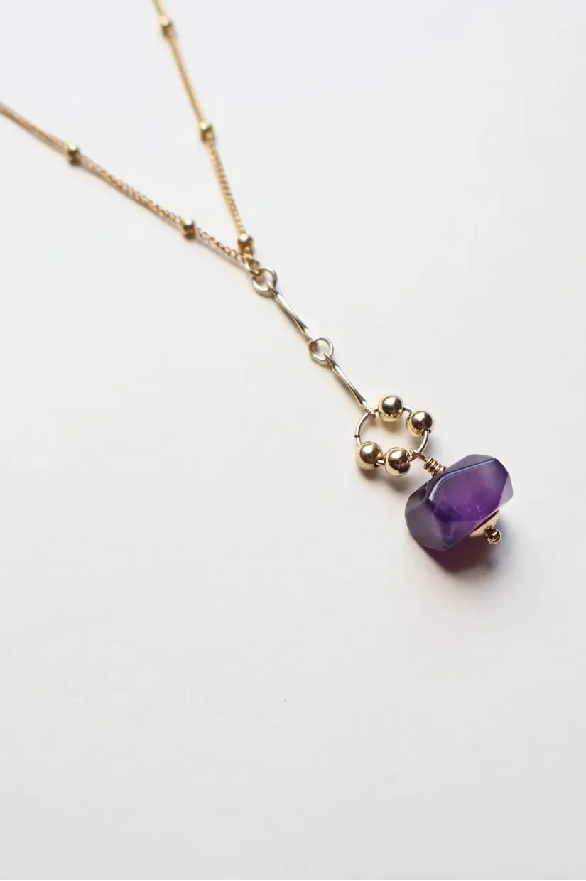 Petite Grand Halo Necklace - Amethyst