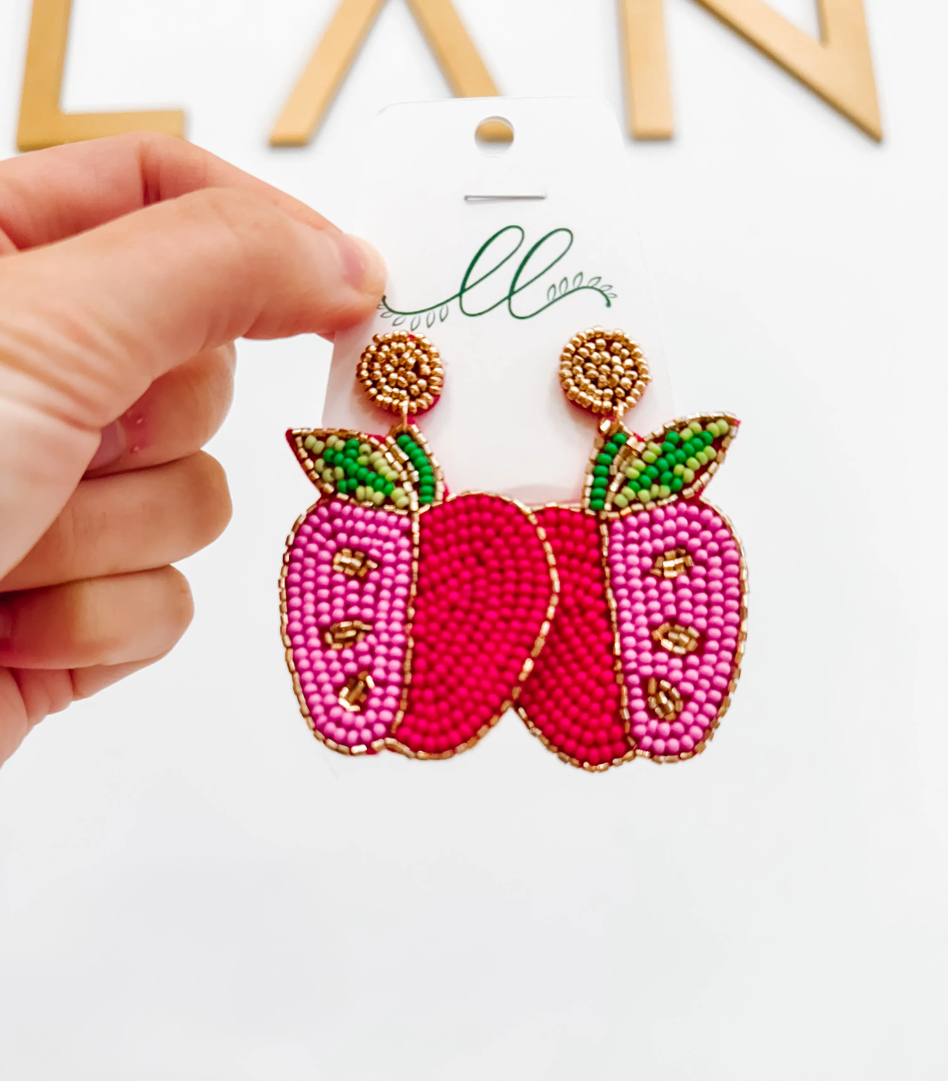 Pink Apple Earrings